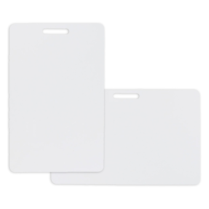 Blanko Plastikkarten mit Langloch - weiß, unbedruckt