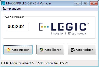 LEGIC advant KGH-Encoder Software Desktop